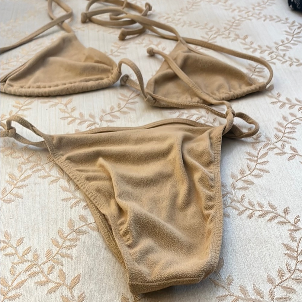 Body Glove Tan Bikini Top suede like material sexy nude color great condition - Picture 5 of 5
